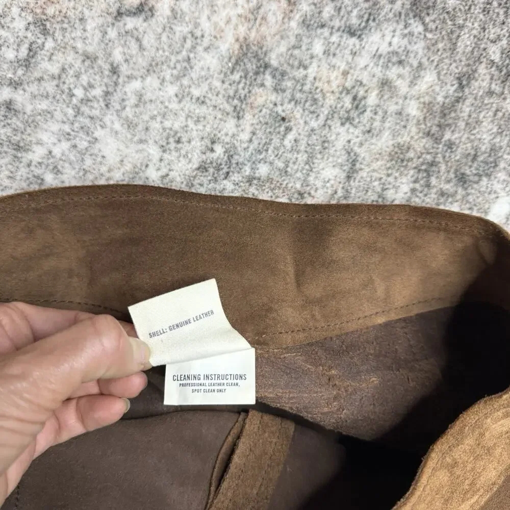 Vintage Gap Suede Skirt 8 Cognac Brown Button Down Leather Western 90s Y2K XS